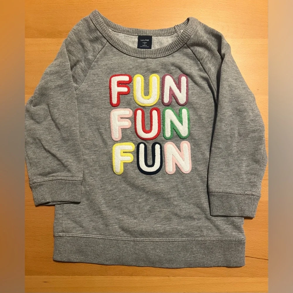 Like New BabyGap Gray Sweatshirt with Colorful 'FUN' Design